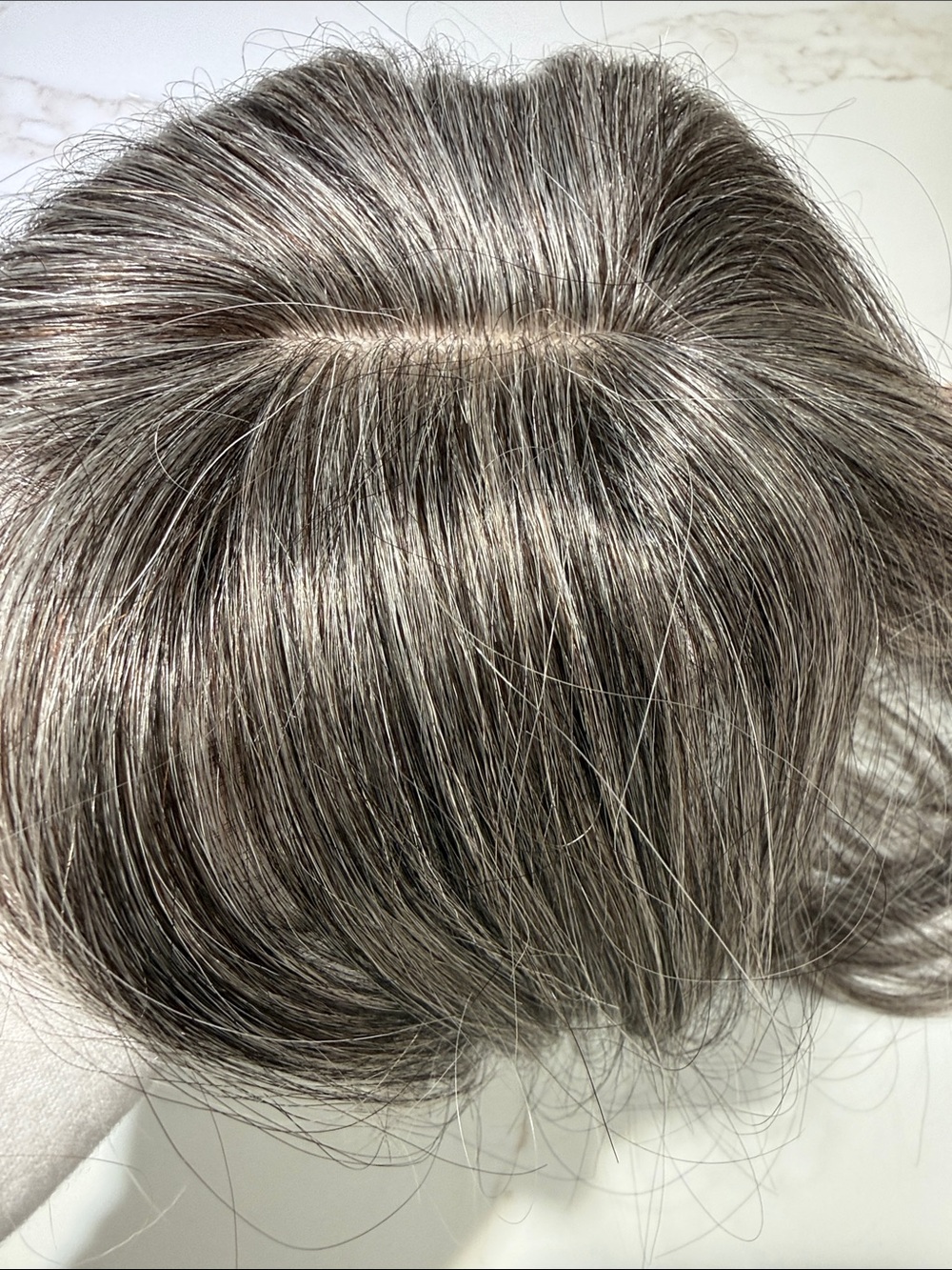 💯% 12” HUMAN Topper with Bangs, Medium/DarkGray/Silver - Picture 11 of 12